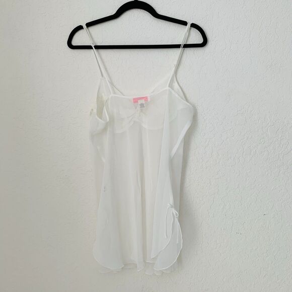 VTG Oscar de la Renta Pink Label Chemise Slip Gown & Robe M Sheer White Bridal - Picture 14 of 16